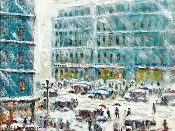 Winter Street Scene Oil Painting by Harriette Bowdoin