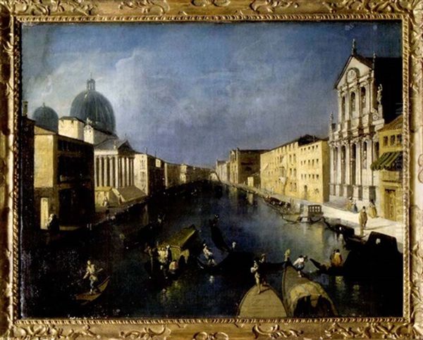 Ansicht Des Canale Grande Oil Painting by Josef August Schoefft