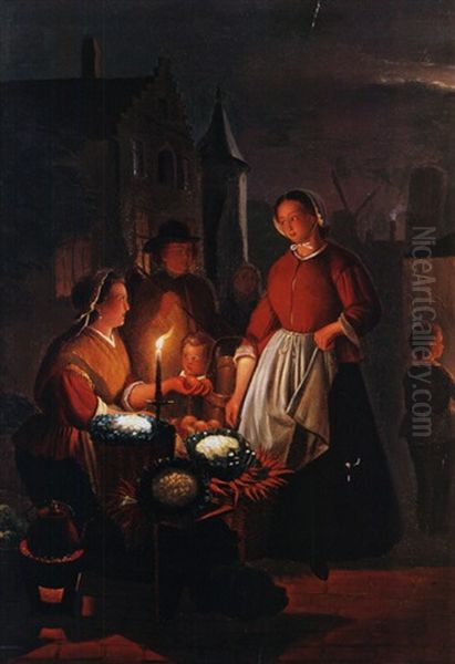 Gemusemarkt Bei Nacht Oil Painting by Jacobus Schoemaker Doyer