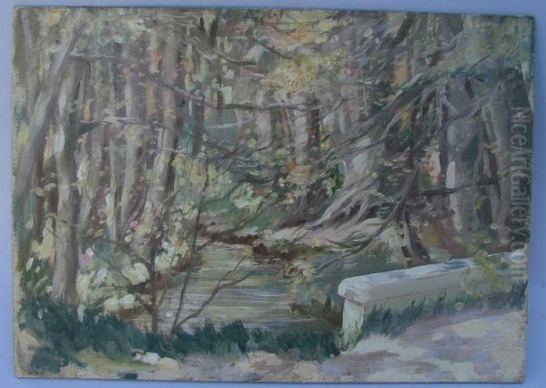 River Landscape Oil Painting by Harriette Bowdoin