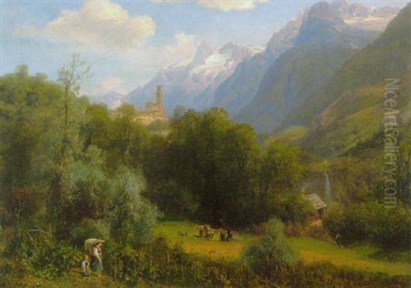 Sudtiroler Landschaft Oil Painting by Eduard Schoenfeld