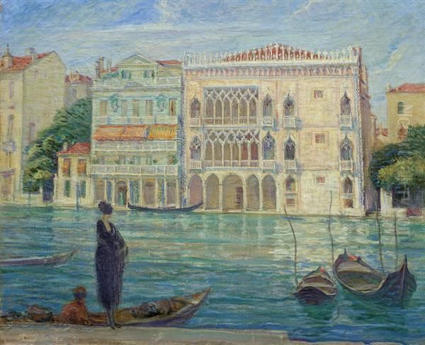 Grand Canal Overlooking Ca D'oro Oil Painting by Harriette Bowdoin