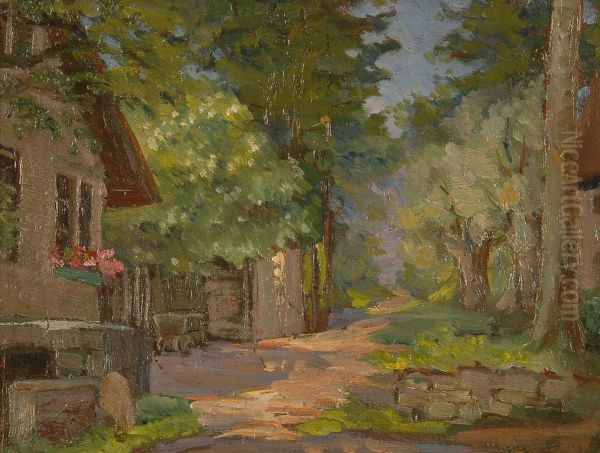 Village Scene Oil Painting by Harriette Bowdoin