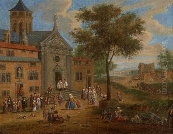 L'arrivee Des Fiances A L'eglise Oil Painting by Mathys Schoevaerdts