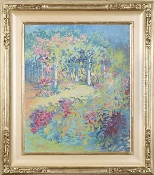 Garden With Arbor Oil Painting by Harriette Bowdoin