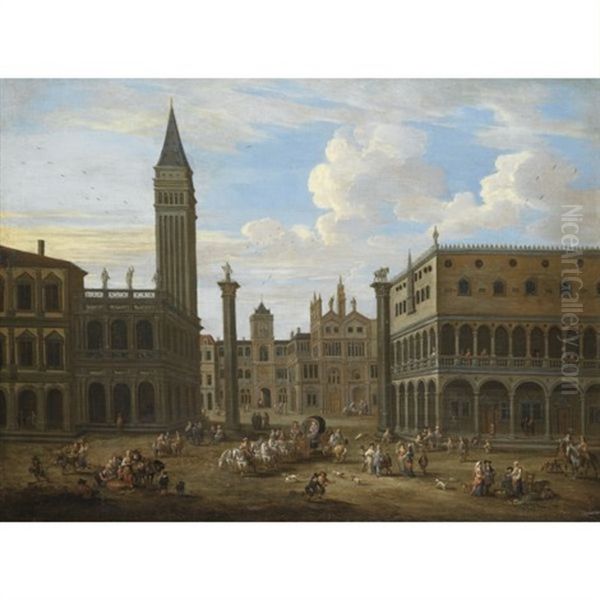 Venice, A Capriccio View Of Saint Mark's Square Oil Painting by Mathys Schoevaerdts