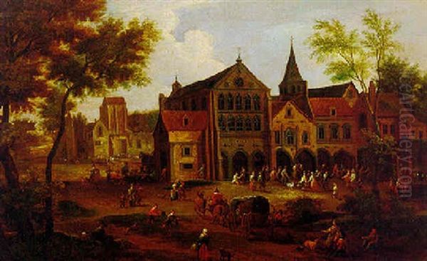 A Village Feast Oil Painting by Mathys Schoevaerdts