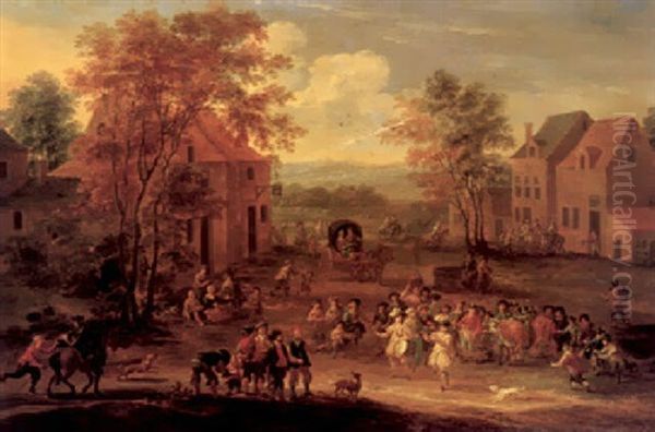 A Festival In A Country Village Oil Painting by Mathys Schoevaerdts