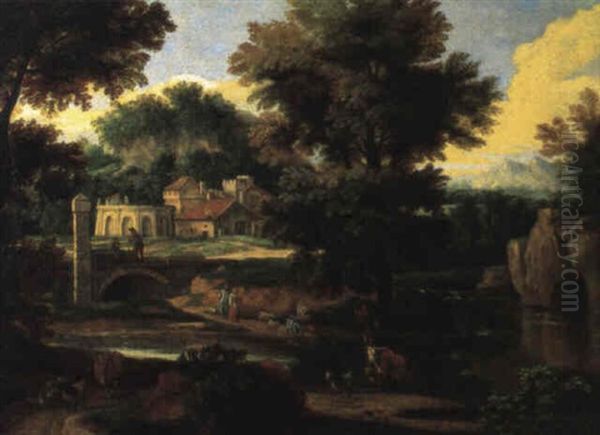 Paysage De Riviere En Italie Oil Painting by Mathys Schoevaerdts