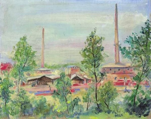 Ziegelei Bei Berlin Oil Painting by Otto Schoff