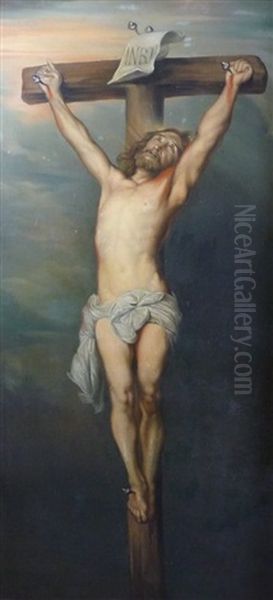 Christus Am Kreuz (after Anthonis Van Dyck) Oil Painting by Marie Schoffmann