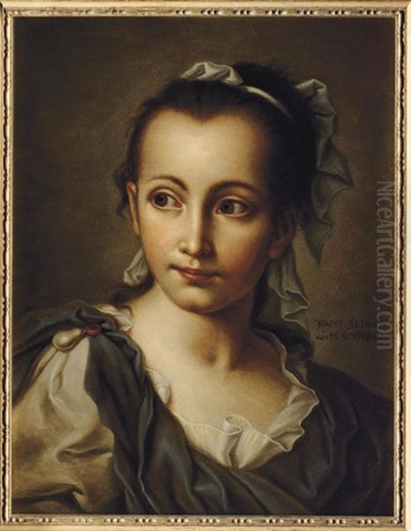 Portrait Of The Artist's Daughter In Roman Dress Oil Painting by Marie Schoffmann