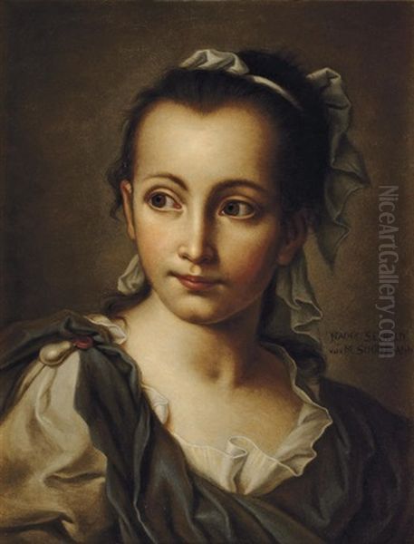 Portrait Of The Artist's Daughter In Roman Dress Oil Painting by Marie Schoffmann