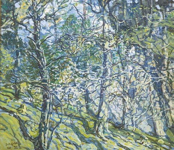 Green And Silver Oil Painting by Walter Elmer Schofield