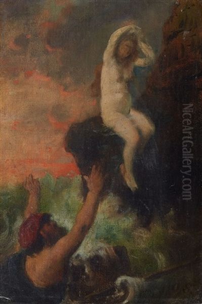 Lorelei - Study Of The Rheintochter Oil Painting by Otto Franz Scholderer