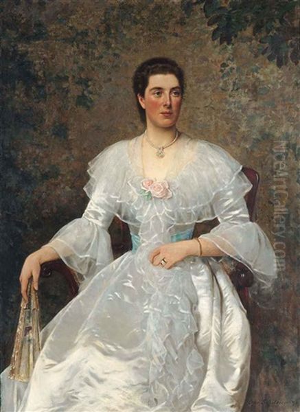 Portrait Of Charlotte Smithson, Seated Oil Painting by Otto Franz Scholderer