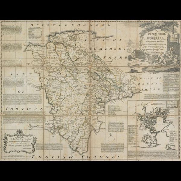 An Accurate Map Of Devonshire Divided Into Hundreds Oil Painting by Emanuel Bowen