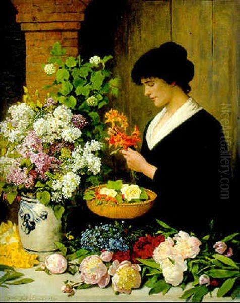 The Flower Arrangement Oil Painting by Otto Franz Scholderer