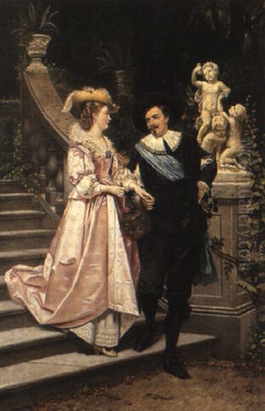 The Proposal Oil Painting by Hendrik Jacobus Scholten