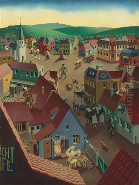 Badische Kleinstadt Bei Tage Oil Painting by Georg Scholz