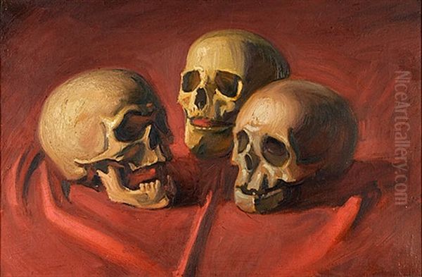 Drei Totenkopfe Oil Painting by Georg Scholz