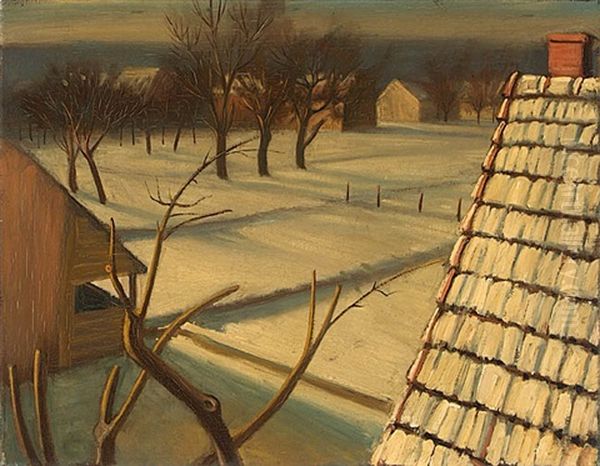 Blick Auf Verschneite Garten Oil Painting by Georg Scholz