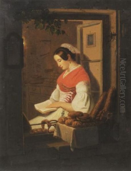 Das Betende Madchen Oil Painting by Friedrich Wilhelm Schon