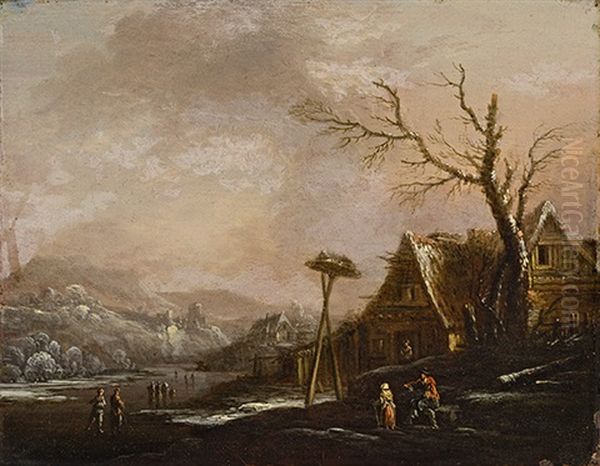 Landschaft Mit Bauernhof by Johann Gottlieb Schoen