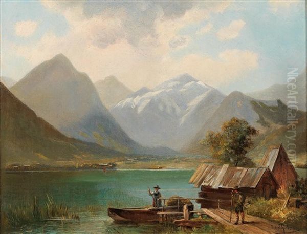 On Lake Achensee, Tyrol Oil Painting by Alfred K.J.O. von Schoenberger