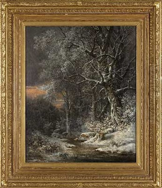 Abend Im Winterwald Oil Painting by Alfred K.J.O. von Schoenberger