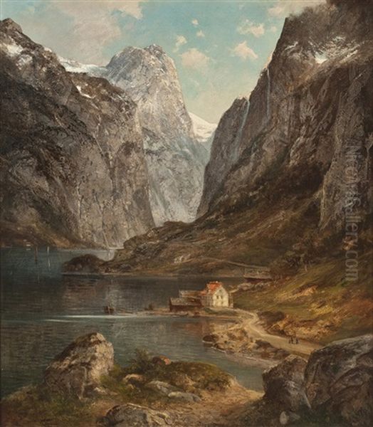 Fjordlandschaft Oil Painting by Alfred K.J.O. von Schoenberger