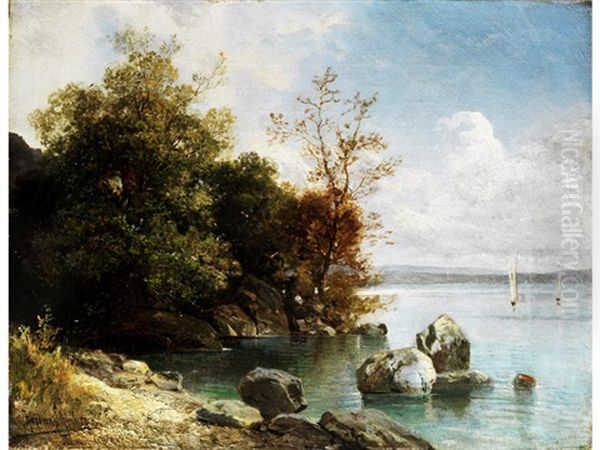 Uferlandschaft Oil Painting by Alfred K.J.O. von Schoenberger