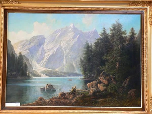 Gebirgslandschaft Mit See Oil Painting by Alfred K.J.O. von Schoenberger