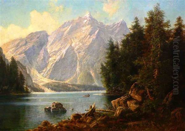 Gebirgslandschaft Mit See Oil Painting by Alfred K.J.O. von Schoenberger