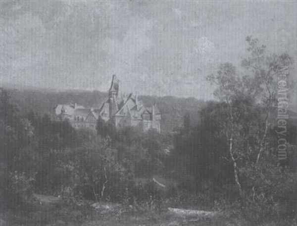 Schlos Friedrichshof In Kronberg Oil Painting by Alfred K.J.O. von Schoenberger