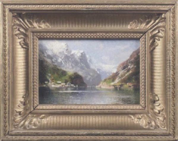 Gebirgssee Oil Painting by Alfred K.J.O. von Schoenberger