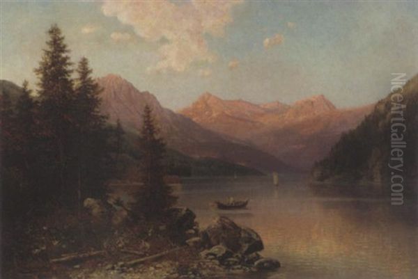 Gebirgssee Oil Painting by Alfred K.J.O. von Schoenberger