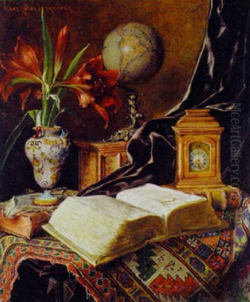 Stilleben Mit Buchern Und Globus Oil Painting by Ignaz Schoenbrunner the Elder