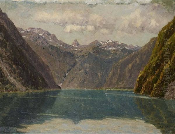 Der Konigssee Oil Painting by Leopold Schoenchen