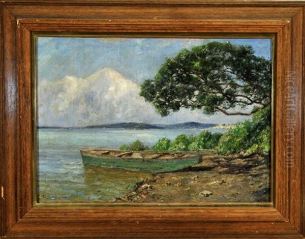 Boot Am Ufer Der Fraueninsel Im Chiemsee by Leopold Schoenchen