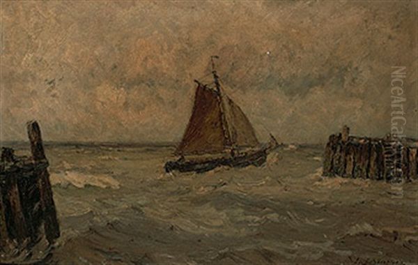 Cuxhaven Oil Painting by Leopold Schoenchen