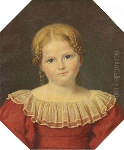 Madchenportrat En Face Oil Painting by Georg Friedrich Adolf Schoener