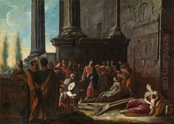 Auferstehung Des Lazarus Oil Painting by Johann Heinrich Schoenfeldt