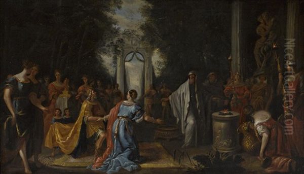 The Apostasy Of King Saul Oil Painting by Johann Heinrich Schoenfeldt