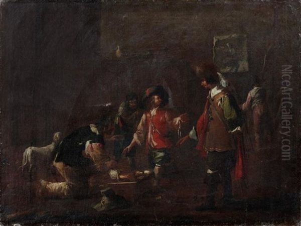 Une Partie De Cartes Dans Un Corps De Garde Oil Painting by Johann Heinrich Schoenfeldt