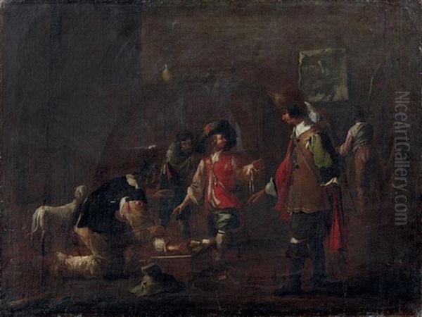 Une Partie De Cartes Dans Un Corps De Garde Oil Painting by Johann Heinrich Schoenfeldt