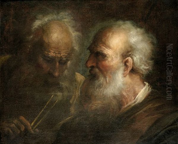 Philosoph Und Architekt Oil Painting by Johann Heinrich Schoenfeldt