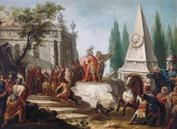 Alexander Am Grabe Hektors, Alessandro Magno Al Sepolcro Di Ettore Oil Painting by Johann Heinrich Schoenfeldt