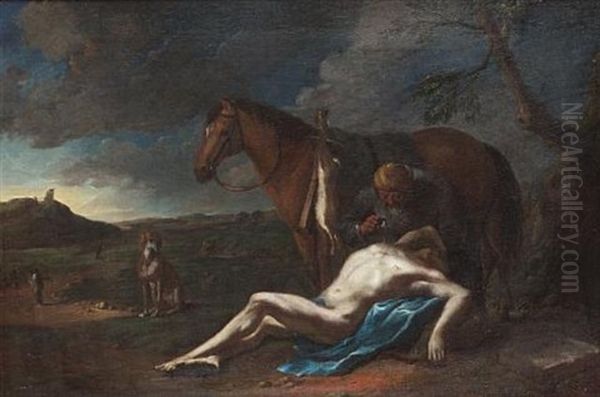 The Good Samaritan Oil Painting by Johann Heinrich Schoenfeldt