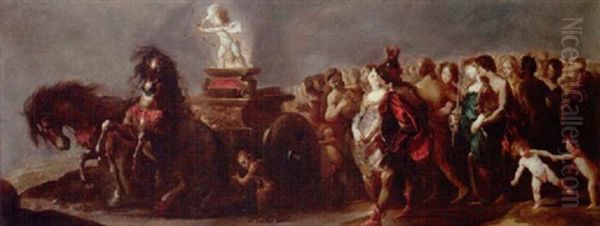 The Triumph Of Love Oil Painting by Johann Heinrich Schoenfeldt